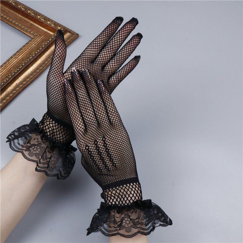 

Internet Celebrity Cut Out Fancy Nightclub Performance Lace Gloves Black-Minimalist All yards
