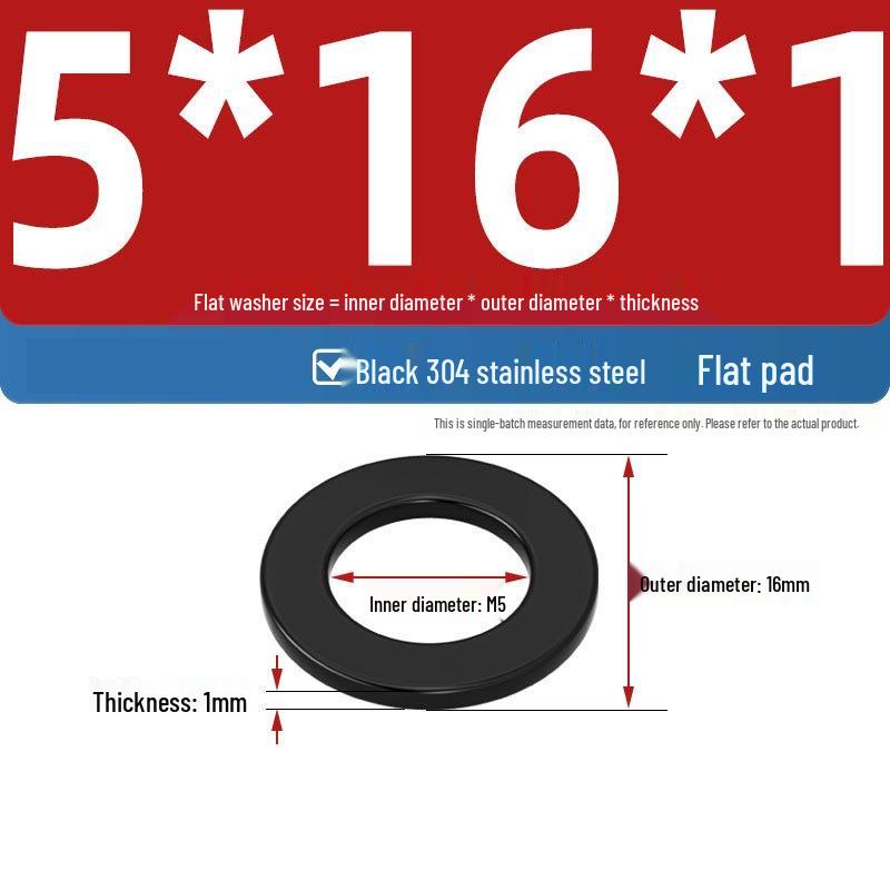 Ultra-Thin Black Zinc-Plated Stainless Steel Flat Washer (M2-M20)