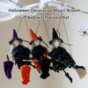 Kostium Wiedźmy Torba na Miotłę i Zestaw Kapeluszy Przenośne Akcesoria na Wydarzenia Halloweenskie W 3 Kolorach Zestaw Halloweenski