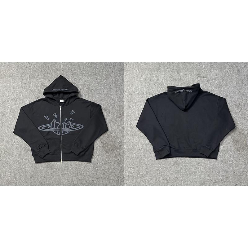 Bluza z kapturem z grafiką Broken Planet Męska Luźny krój Hip Hop Streetwear