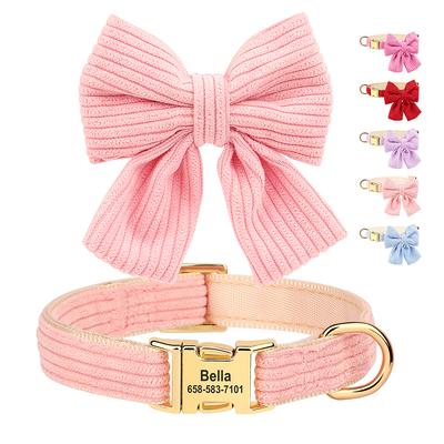 Personalisierbares Hundehalsband Niedliche Schleife Welpen Hunde Halsband Kostenlos Gravierbar Haustier-ID-Halsbänder Für Kleine Mittlere Große Hunde Chihuahua Mops