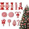 12Pcs Wooden Xmas Pendant Red Candy Cane Decoration New Hanging Ornaments  New Year