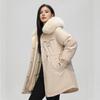 Gepolsterte Kuchen überwinden Damen Winter Neu Koreanische Version von Taille und dünn Kapuze mit großem Pelzkragen Baumwollkleidung Mittel und lang Baumwollkleidung