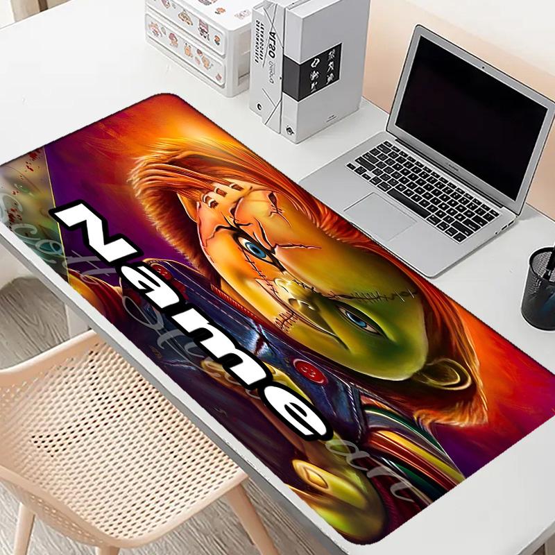 Custom Name Personalized Bride of Chucky Pattern Mousepad, Laptop PC Desk Mat, Decorative Desk Mat for Home Keyboard Pad Gift