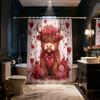 Valentine Day Red Highland Cow Print Waterproof Shower Hanging Curtain Hooks Multiple Sizes Curtains Single Panel Made Of Polyester