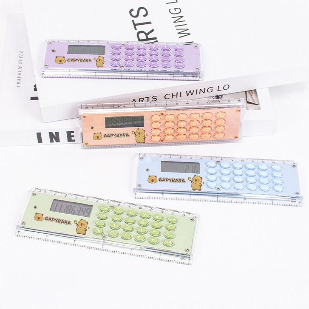 Mini Ruler Calculator 8-digit Measuring Ruler New Straightedge Students