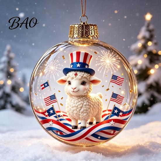 Christmas Party Favors Glowing Story Ornament, Light?Up Mini Holiday Scene Hanging Ball with Warm Reusable Plastic Baubles LED Light, Clear