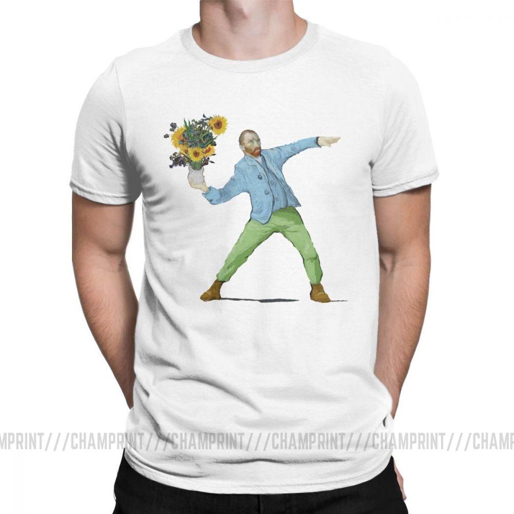 Мужские футболки Van Goghsky Ван Гог Винтаж Хлопок Футболки с коротким рукавом Портрет Винсента Поп-культура Подсолнухи Арт Футболка Новая S