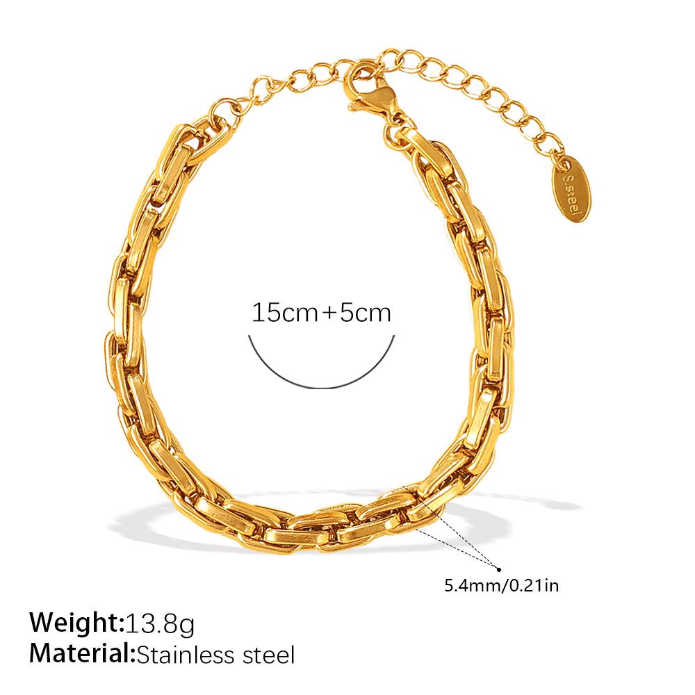 Женский набор ювелирных изделий из нержавеющей стали: золотая цепочка и браслет