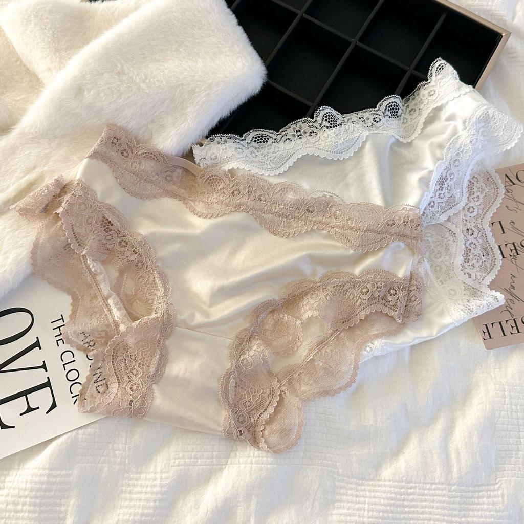 Słodkie i Pożądane Damskie Letnie Koronkowe Bawełniane Majtki z Niskim Stanem Oddychające