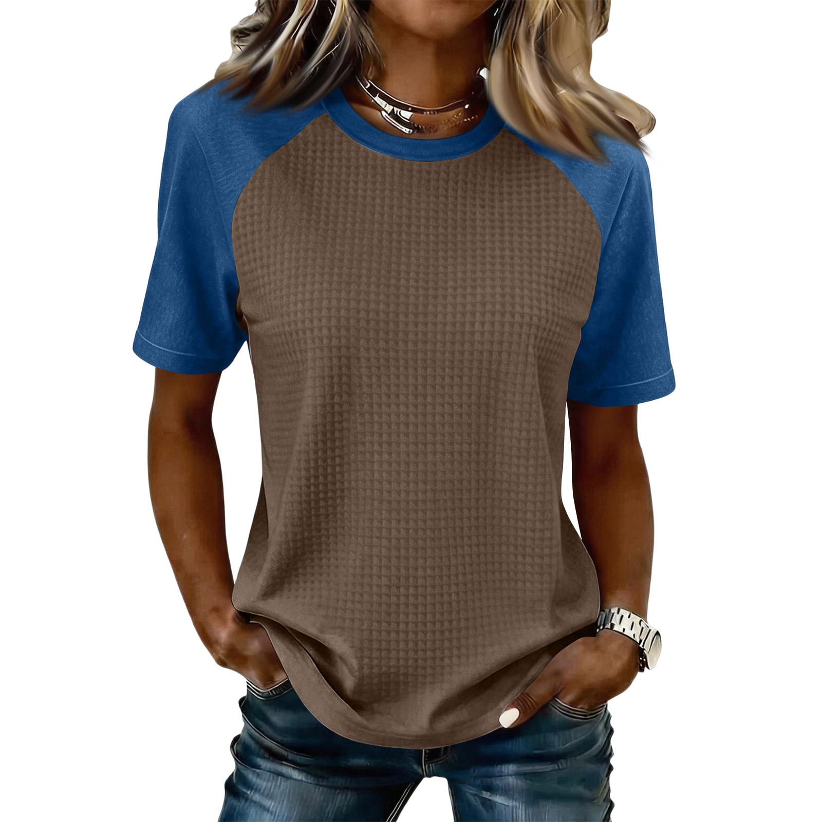 

Women’s Casual Lightweight Knit Raglan Sleeve Crew Neck Top Plus Size Loose Fit Retro Style Shirt L коричневый