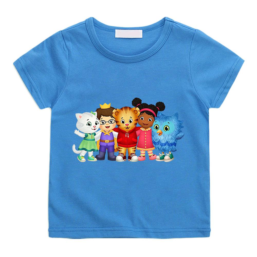 100% Bavlna Dětské Tričko Daniel Tiger'S Neighborhood Kreslený Potisk Trička Roztomilá Kluci Dívky Krátký Rukáv 2-12 Let Dětské Vrchní Díl Léto