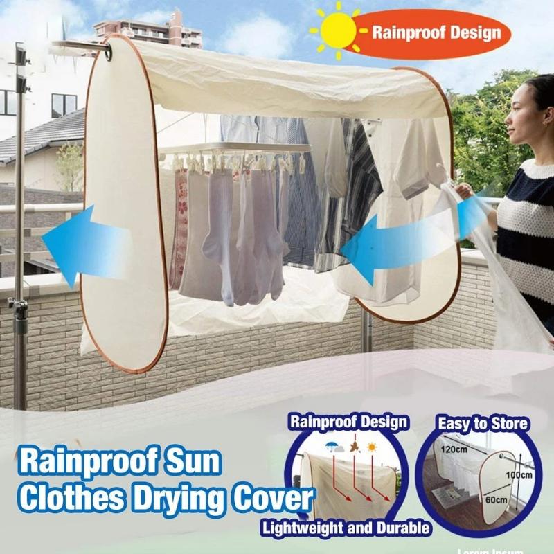 Rainproof Sun Protection Clothes Drying Cover Dustproof Outdoor Drying Rack Dust Cover Clothes Jacket Storage Rack Special
