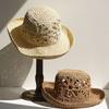 Flower Handmade Fisherman Hat Straw Material Sun Hat Fashion Panama Straw Hat  Beach