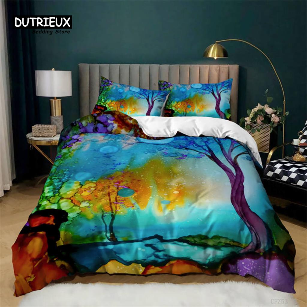Nature Tree of Life Duvet Cover Microfiber Mystery Gothic Bedding Set Exotic Celtic Knot Quilt Cover King Queen For Kids Adults