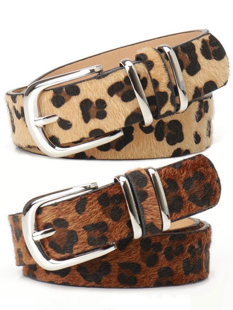 Women's belt leopard print leather belt, fashionable European and American all-match jeans coat belt