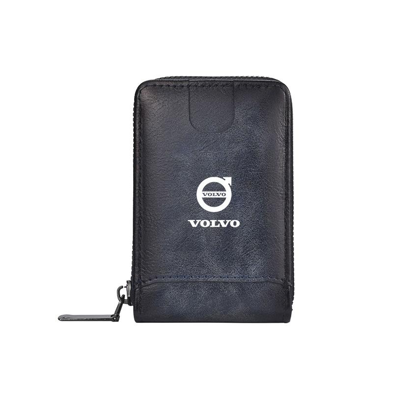 Men Wallet Car Logo Leather Coin Purse Personalised ID Card Holder For Volvo XC60 V50 XC90 V40 XC40 V60 EX30 T6 V90 S60 XC70 S80