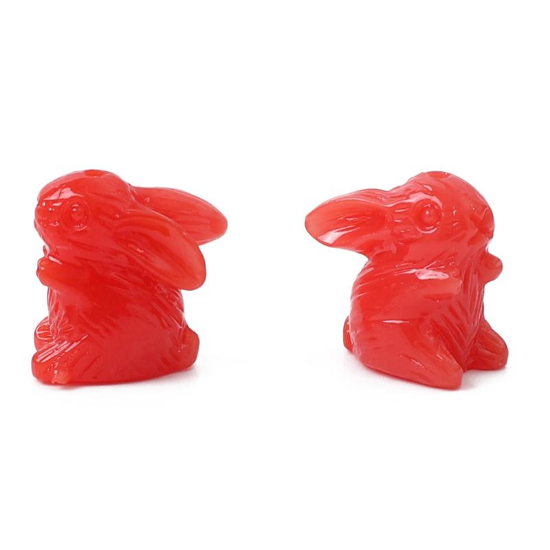 

Смола с прямым отверстием, двухцветный синтетический милый маленький кролик, бусины, подвески, подвески для ювелирных изделий, DIY ожерелье, браслет, аксессуары 16x14mm 2pcs красный