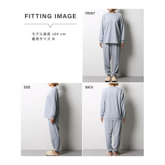 [Nissen] Pajamas Room Wear Top and Bottom Set, Long Sleeve, Cardboard Knit, Plain, Simple, Men's, Autumn, Spring