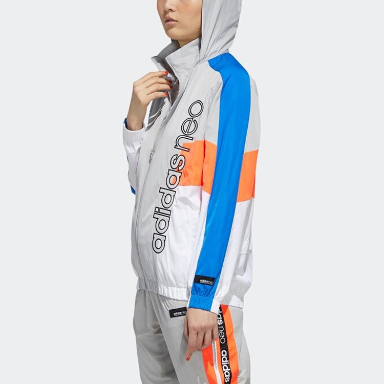 adidas Neo Letter Logo Printed Long Sleeve Hooded Jacket Women Jackets Multicolor FN6554