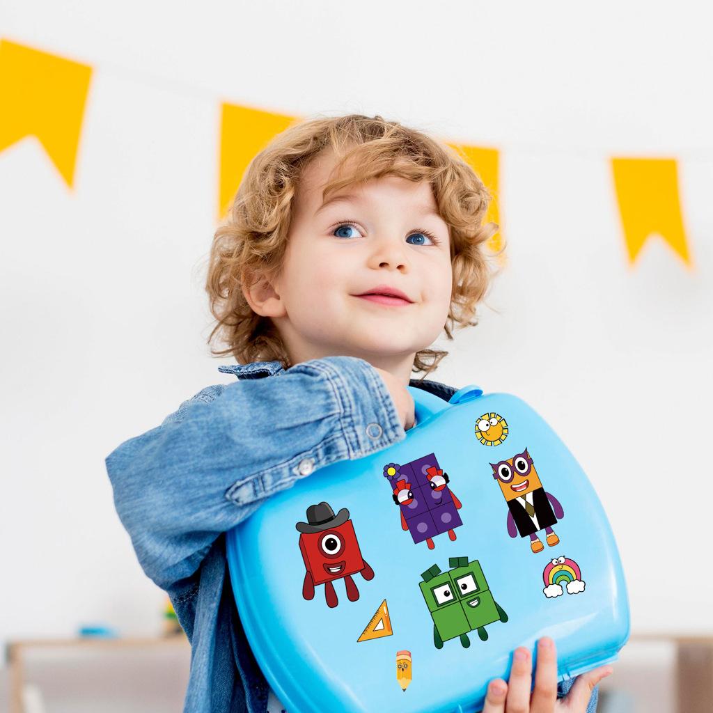 8PCS Number Block Puzzle Stickers, Cute Cartoon DIY Make a Face Decals for Notebook Laptop Scooter, Creative Vinyl Art Stickers