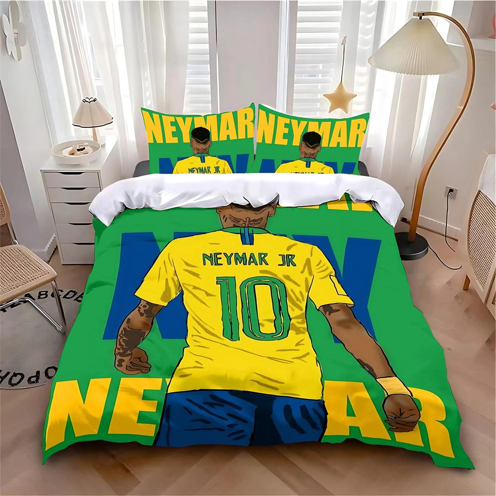 Set Biancheria da Letto Caldo Calcio N-NeymarS Decorazione Camera da Letto Bambini Singolo Matrimoniale Grande Formato Copripiumino Set per Adulti Ragazzi Ragazze