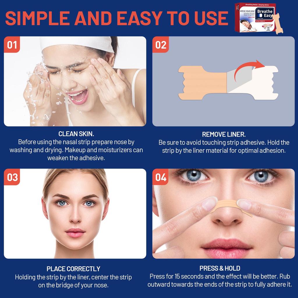 Breathe Easy Anti-Snark Näsplåster för Förbättrad Näsandning