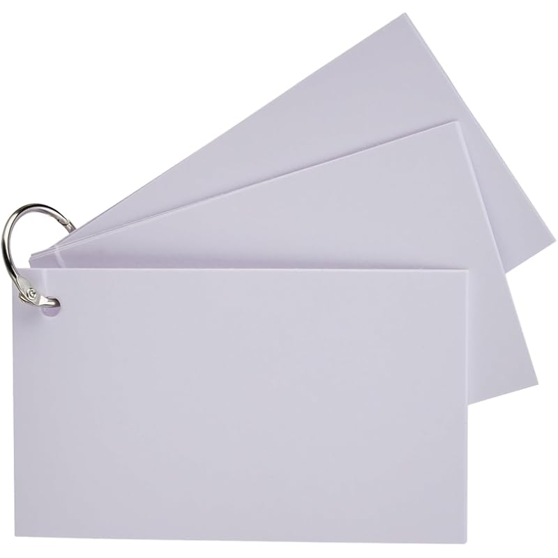 Accuprints Unruled Index Flashcard - 3X5 Inch, White, 100 Cards, 220 Gsm - With Free Binder Rings For Short Notes, Cue C