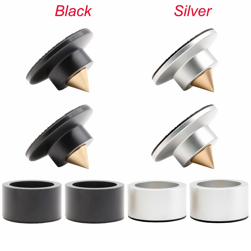Flushbay Speaker Insulator Alloy Height for Audio Sound Quality Improvement 4-Pack Spikes, + Brass, Adjustable, Speakers, (Black)
