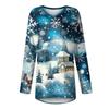 Women's Fashion Casual T-shirt Printing Long Sleeve V-neck Medium Long Top