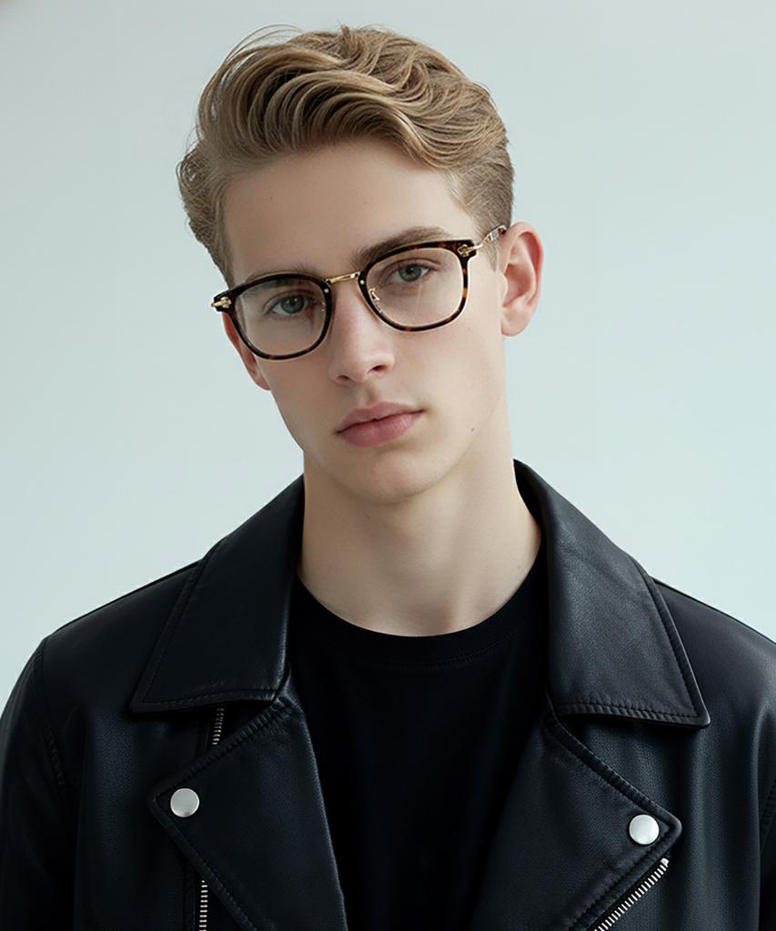 Lingkeonpeuleim Stras01 Pure Titanium Eyeglass Frame Havana