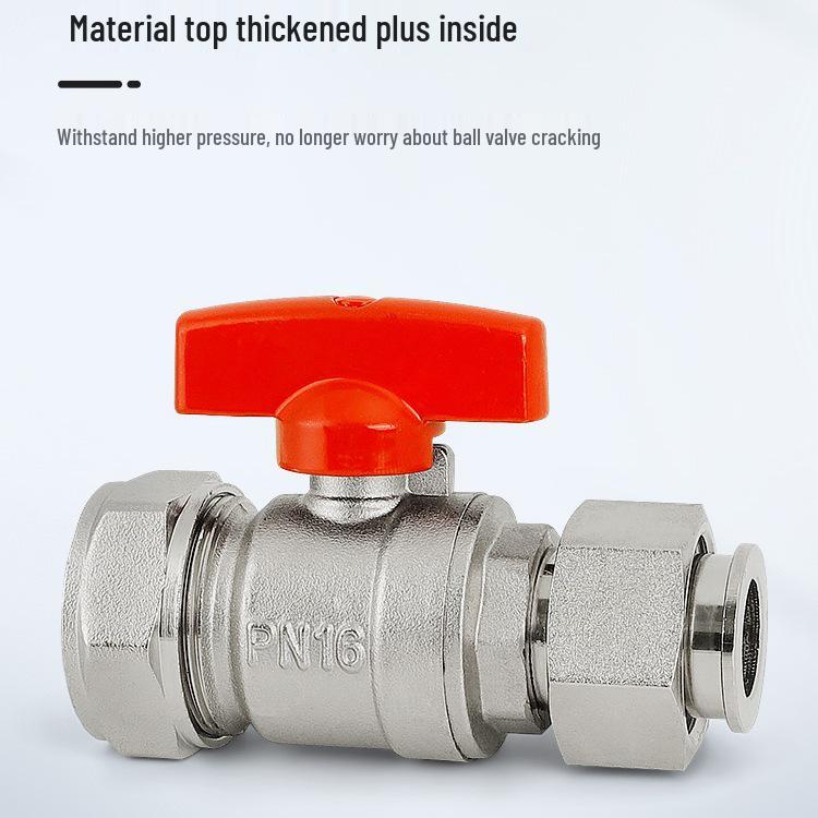 All-Copper Aluminum-Plastic Pipe Compression Ball Valve for Underfloor Heating - Internal Thread, Solar 1216/1620/2025