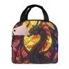 Glass Purple Dragon Pattern Insulated Lunch Bag for Women Office Cooler Thermal Food Box Tote Portable Lunch Boxes Container