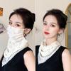 Women's Ice Silk Breathable Windproof Face Veil & Triangle Scarf with Ear Loops - Lightweight Neck Gaiter for Outdoor Use