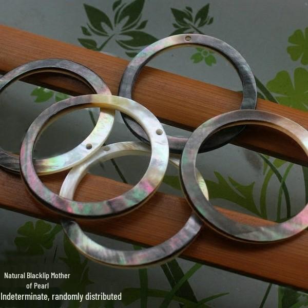 Black Mother-of-Pearl Shell Circle Earrings Hairpin Jewelry Accessory