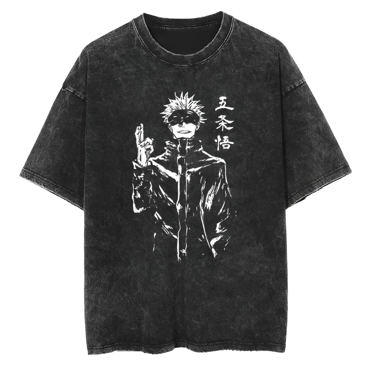 Satoru Gojo T Shirt Jujutsu Kaisen Anime Men Vintage Acid Wash Cotton Unlimited Void Hand Seal Graphic Tees XL
