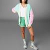Adidas Originals SS23 Adicolor 70s Retro Series Knitted Cardigan Color Block Loose Long Sleeve Sports Knitwear Women Cardigans Simple-Green IK7494