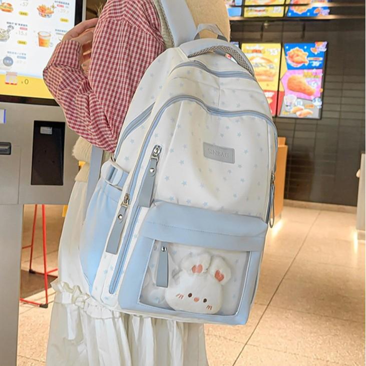 Schoolbag Japanese large-capacity college style backpack junior high school student college student schoolbag sweet star high-value backpack