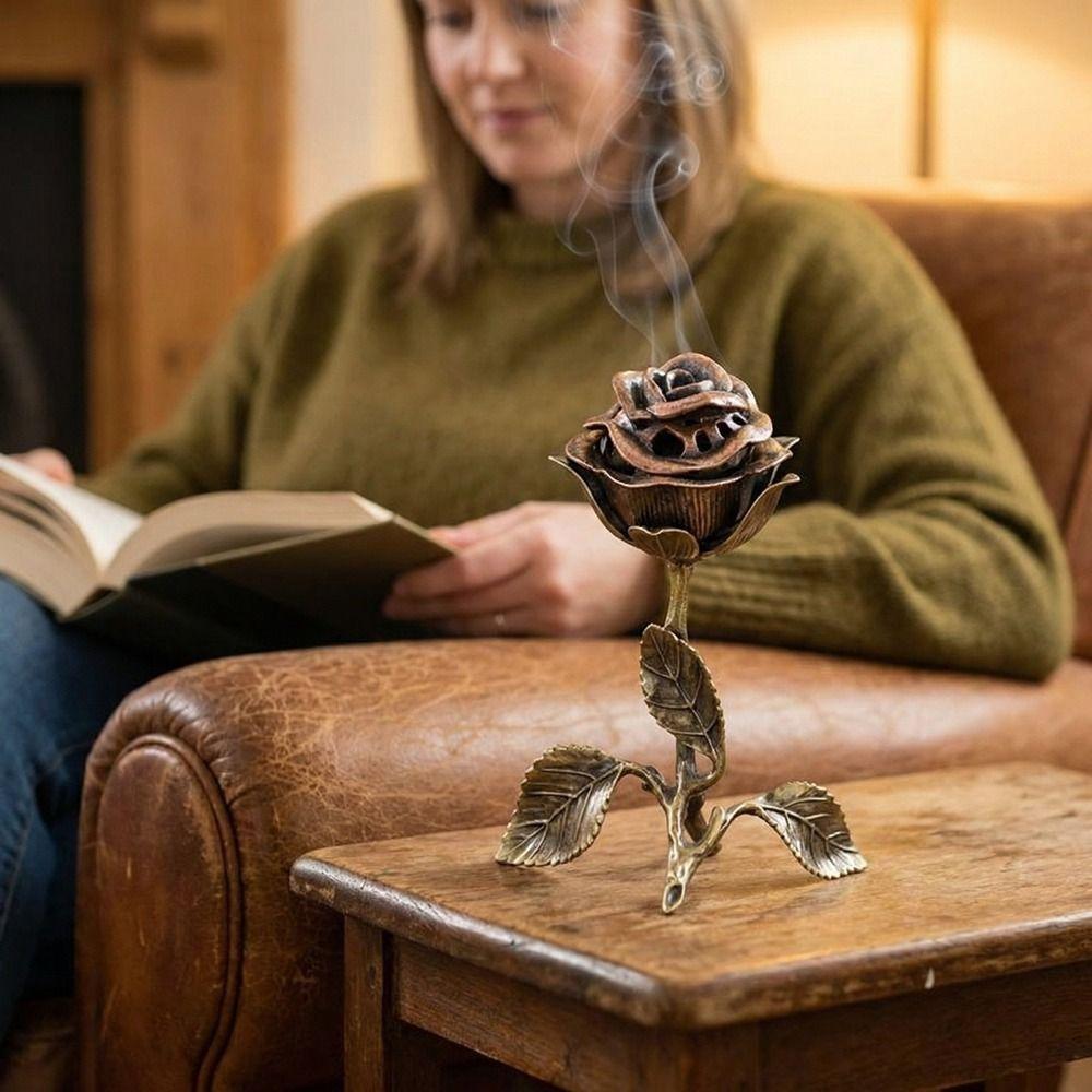 Handcrafted Incense Burner Sturdy Incense Holder Romantic Rose Statue Gifts Living Room