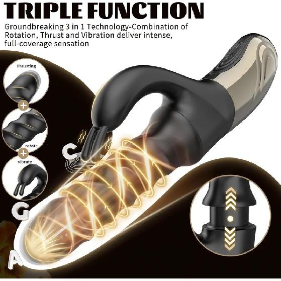 KUSHOR Thrusting G Spot Rabbit Vibrator Clitoral Stimulator 360° Swirl Up Down Thrust 5 Swirling Modes Adults Sex Toys for Women