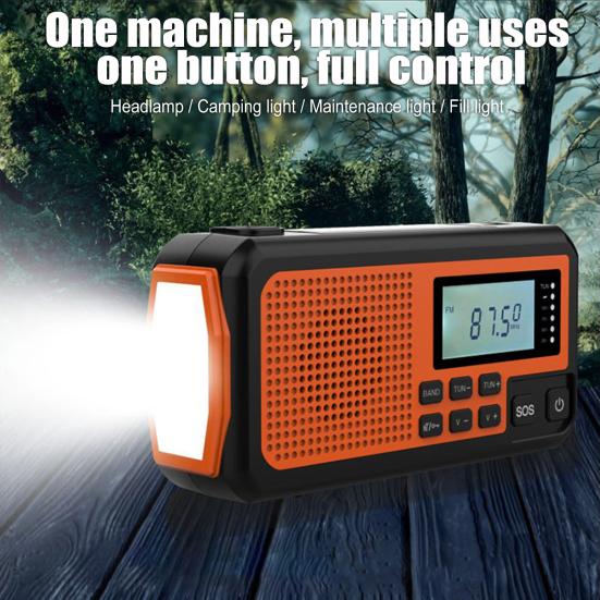 Outdoor Emergency Radio with SOS Alarm Flashlight Solar Powered Hand Crank Rechargeable
