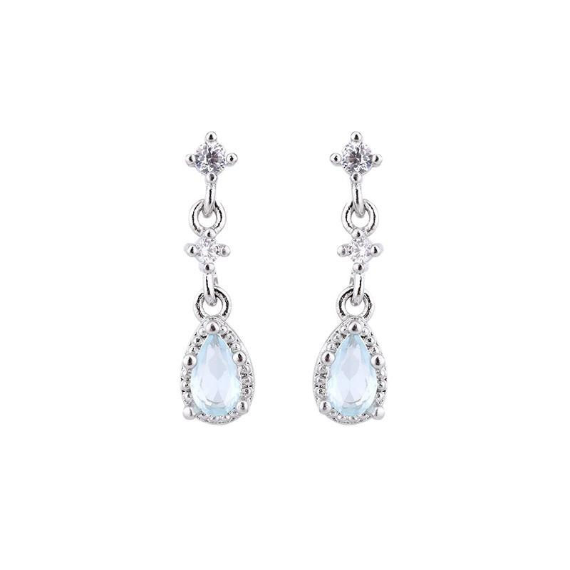 S925 Silver Light Blue Teardrop Earrings Minimalist Niche Design Sweet Elegant Lightweight Luxury Studs For Women
