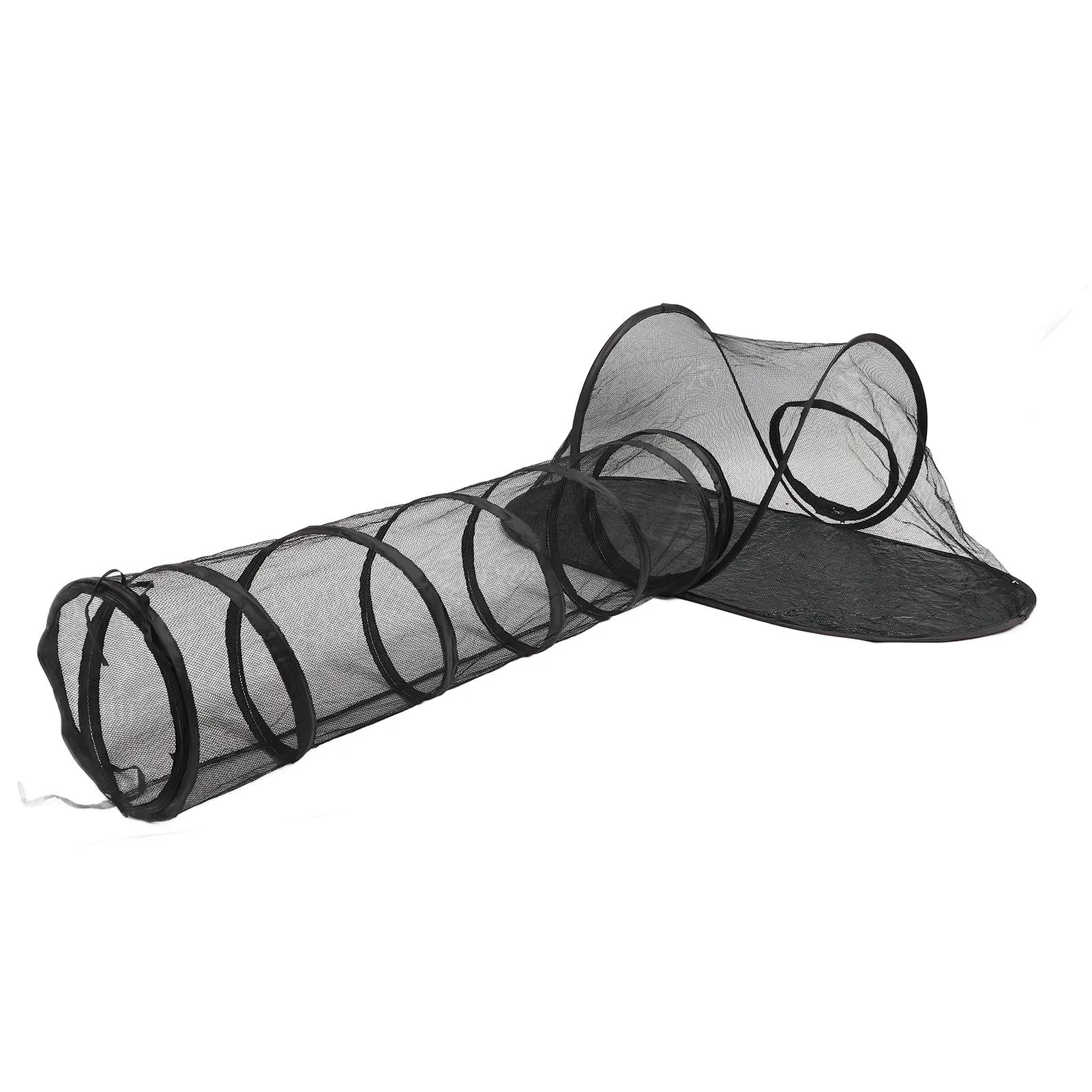 Outdoor Cat Tent Large Space Durable Ventilated Portable Pet Outdoor Shelter Oxford Mesh with Tunnel Bag For Pets Camping чёрный