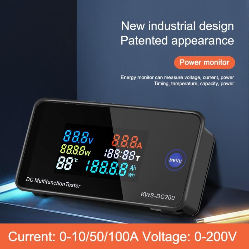Digital LCD Voltmeter Ammeter 10/50/100A Current Power Energy Meter 0-200V 10/50/100A  DC Multifuntional Tester