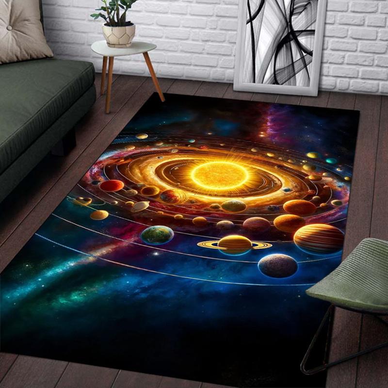 Galaxy Solar System Rug for Space Enthusiasts  Bring the Universe into Your Home  Cosmic Living Room Decor Skid resistant carpet