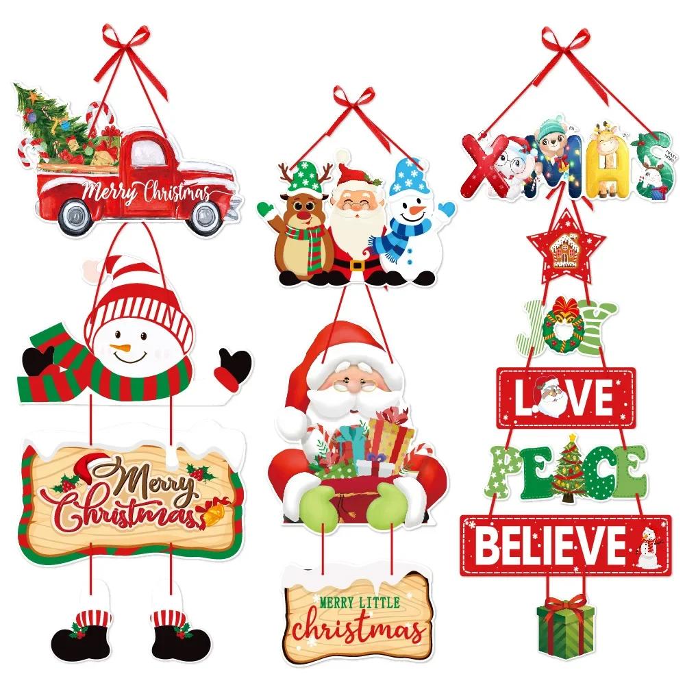 Christmas Door Hanger New  Party Pendants Xmas Tree Hanging Oranments Santa Claus Snoweman Elk  Xmas Navidad Decor