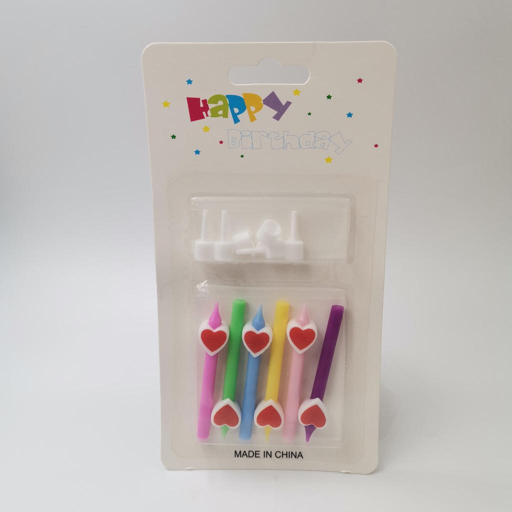 Creative Short Pole Light Body Birthday Cake Decoration Candle Ornament Red Pink Cartoon Love Heart Belt Base Cute