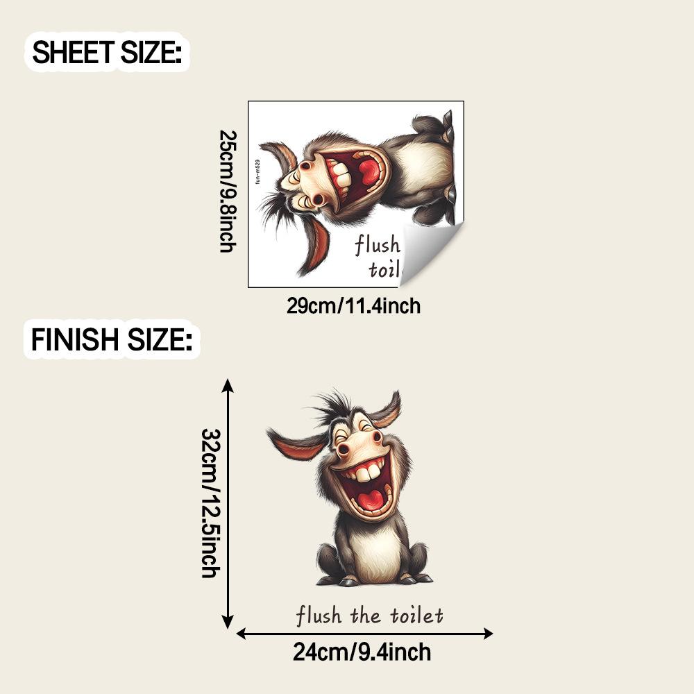 

A Donkey with A Hearty Laugh and English Slogans for Home Bathroom Decoration Wall Stickers