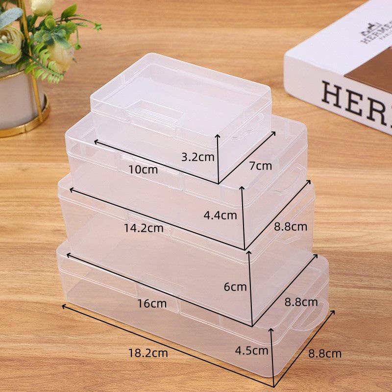 Clear Plastic Lidded Storage Box Set with Hook - Large, Medium, Small Desktop Organizer for Hardware and Accessories