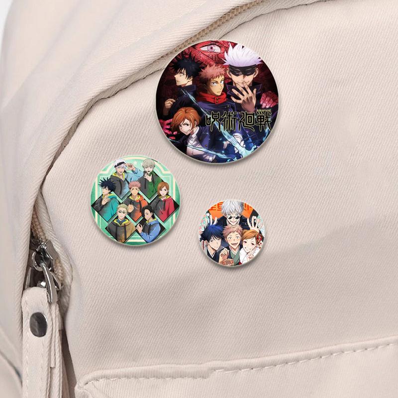 32/44/58mm Anime Jujutsu Kaisen Insigna Figura Gojo Satoru Yuji Itadori Desene animat rotund Ace lucrate manual DIY Rucsac Guler Brosa Accesorii